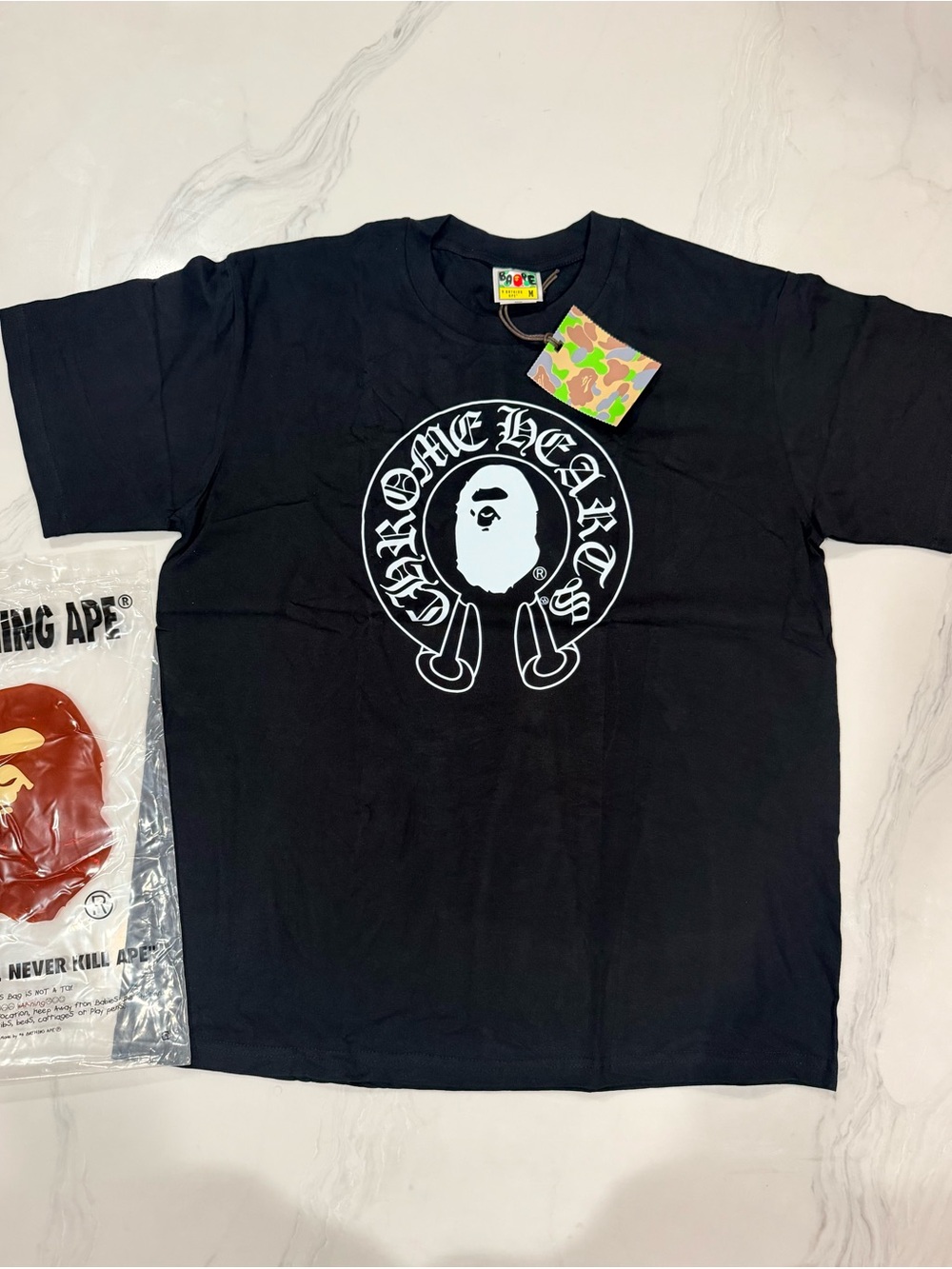 Chrome Hearts Black Tee with White Center Graphic